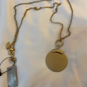 NWT Chico’s Long Gold Medallion Pendant